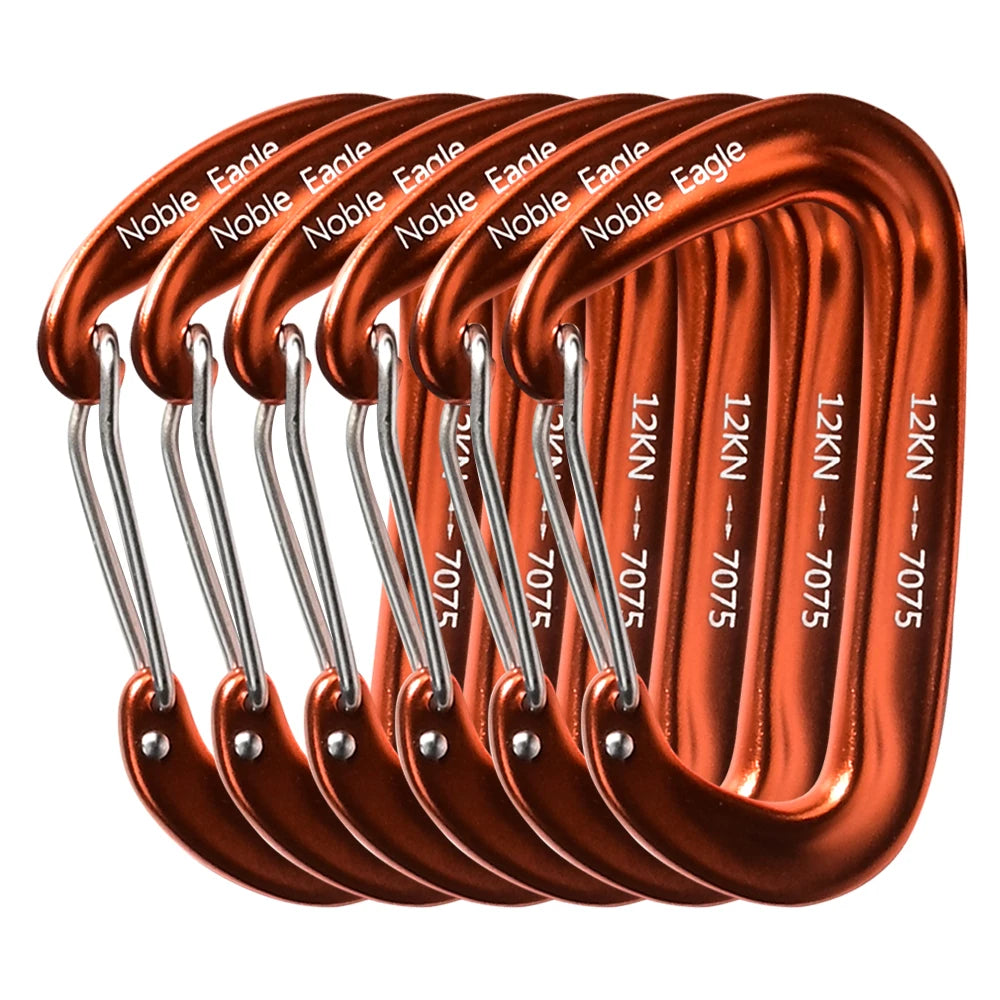 6PCS 12kN Aluminum D Ring Carabiners Heavy Duty Hook Lightweight Outdoor Camping Hiking Clips Buckle Set for Backpack Gear