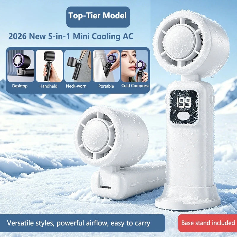 Lenovo 2026 Draagbare Handventilator Halfgeleider Ijskoeling Mini Oplaadbare USB-ventilator Sterke Wind Desktop Buiten Reiskoeler