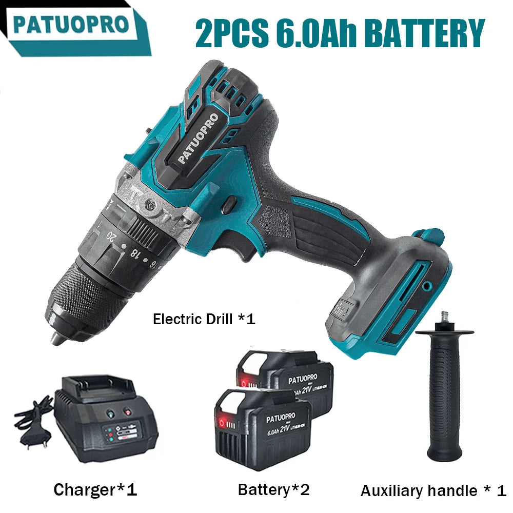 Borstelloze draadloze 13 mm elektrische klopboormachine 20+3 koppelinstellingen handmatige schroevendraaier elektrisch gereedschap voor Makita 18V-accu