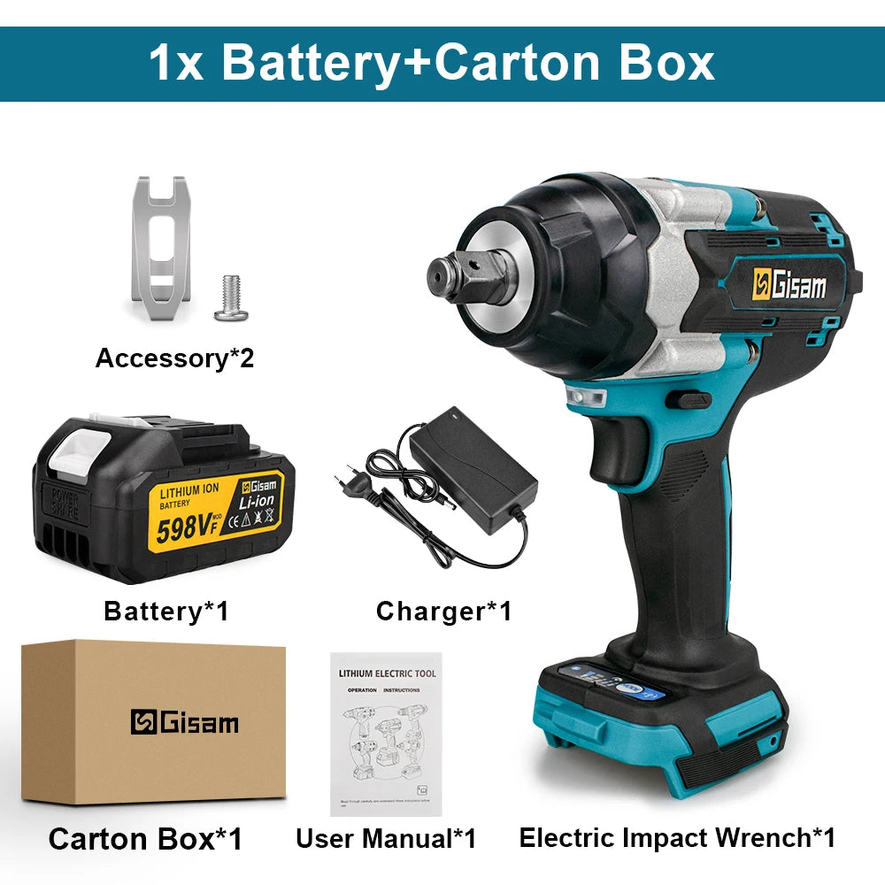 1800 N.m koppel borstelloze elektrische slagmoersleutel 1/2 inch lithium-ion accu snoerloze moersleutel gereedschap voor Makita 18V accu met pin