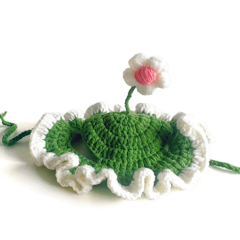 Cute Adjustable Cat Hat Elastic Pet Hat for Cats Small Dogs Kitten Headwear with Small Flowers Party Photo Decoration