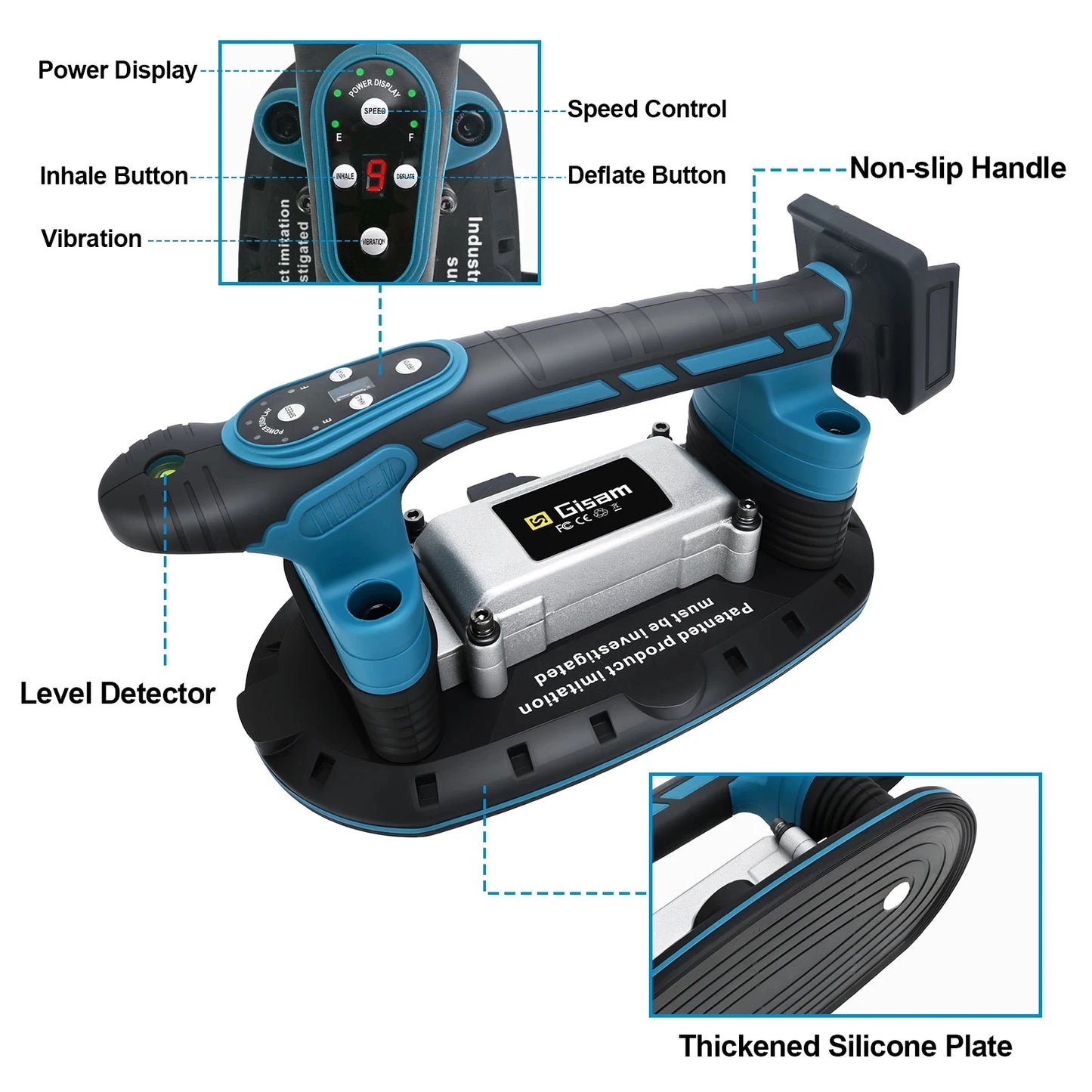 Gisam 500KG Tile Installation Tool Slip-proof Vibration Machine Vibrator Tiling Leveling Laying 9 Speeds For makita battery pins