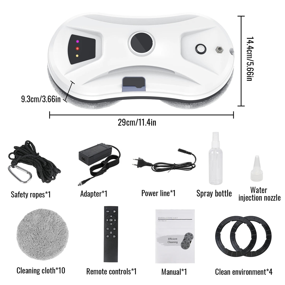 5600PA Window Cleaner Robot Automatic Water Spray Fall Prevention Remote Cleaner Intelligent Control Paths Glass Mirror Wall - Quality Shopping Centre