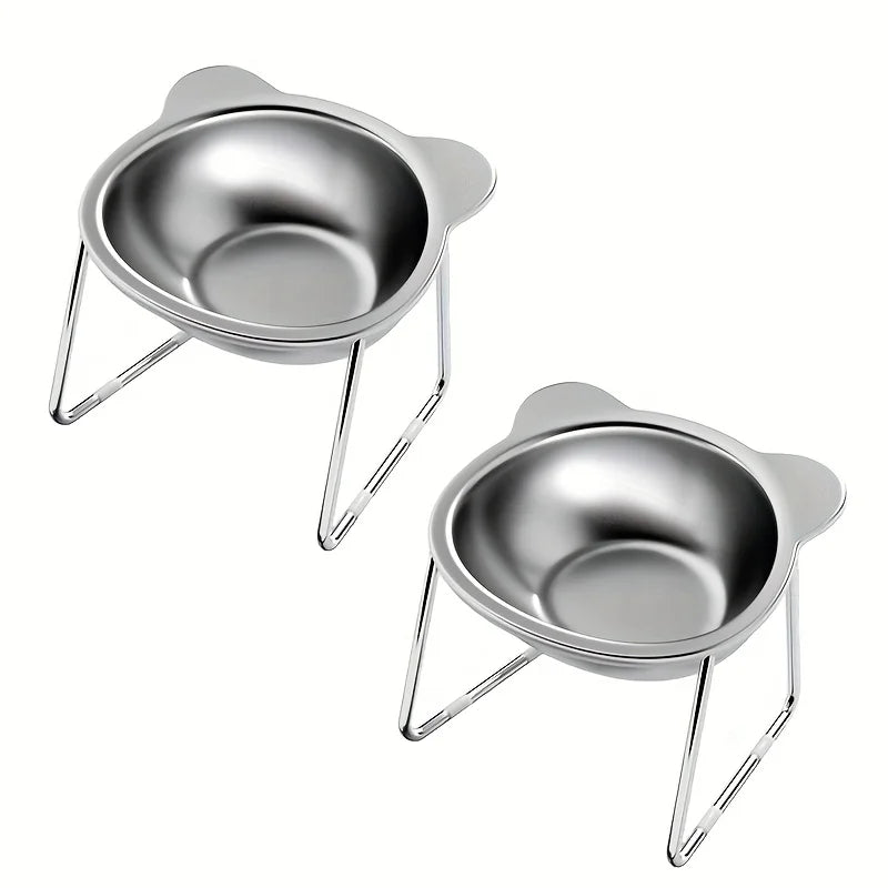 Stainless Steel Cat Bowl Elevated Cat Feeder Protection Neck Anti-Choking Pet bowl for Cats Small Dogs Cat Accessories