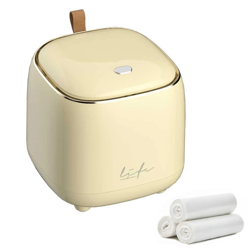 Mini Countertop Trash Can with 3 Rolls of Trash Bags, Waste Can with Press Type Lid, 1.5 Liter Wastebasket Trash Can Dispenser
