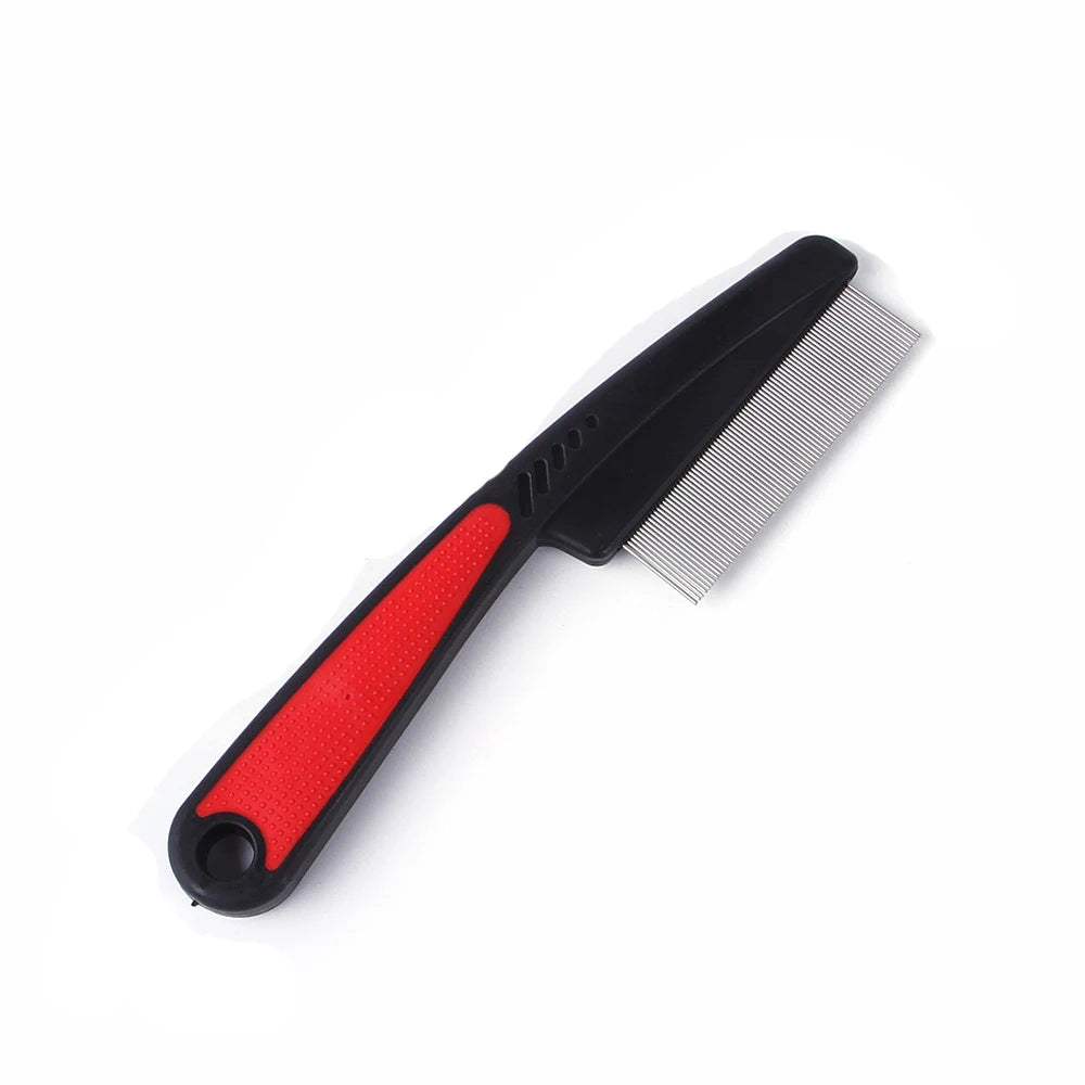 Pet Flea Comb for Dogs Cats Fine Tooth Stainless Steel Grooming Comb Anti-Slip Handle Pet Hair Remover Lice Comb for Short Fur