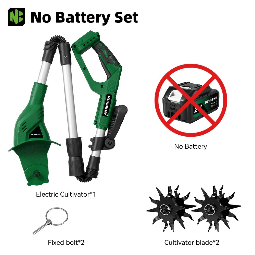 NEWBENY 200MM Elektrische Gazonmaaier Dubbelblads Grondfrees Tuinfrees Tuingereedschap voor Makita 21V Accu Pin