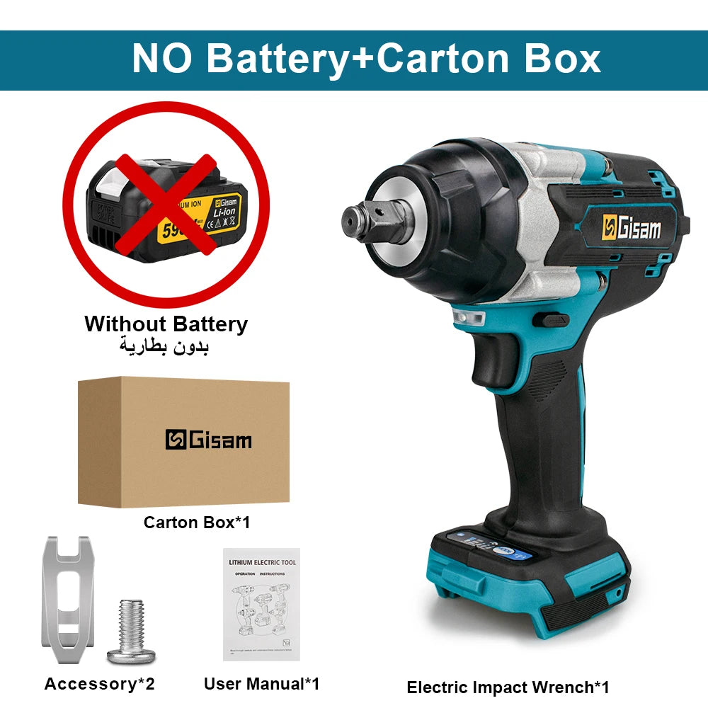 1800N.M Torque Brushless Electric Impact Wrench 1/2 inch Without Battery Cordless Wrench Power Tools For Makita 18V Battery Pin
