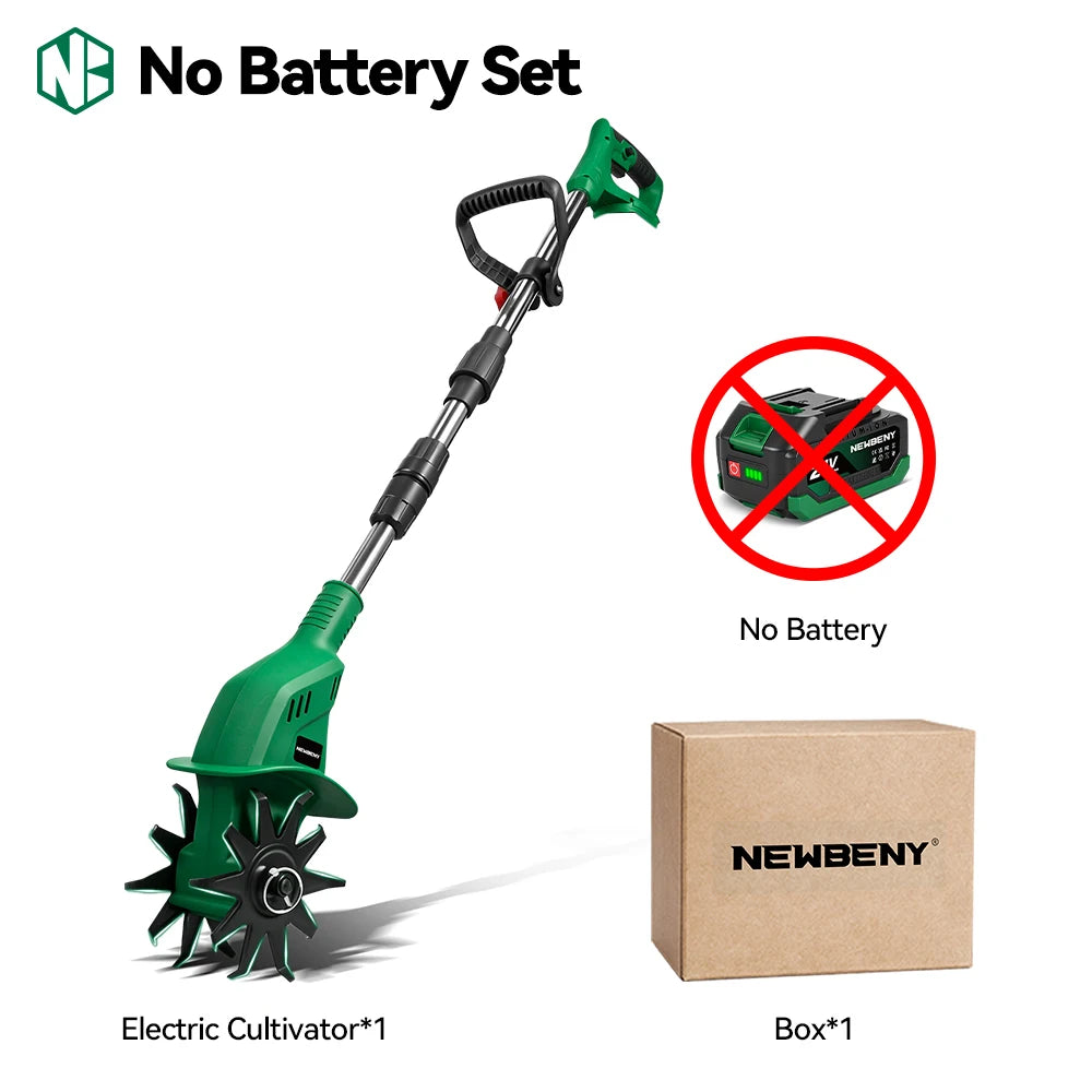 NEWBENY Motobineuse électrique rotative, cultivateur, coupe-bordures portable, outil de jardinage pour labourage et tonte, compatible avec batteries Makita 18-21V