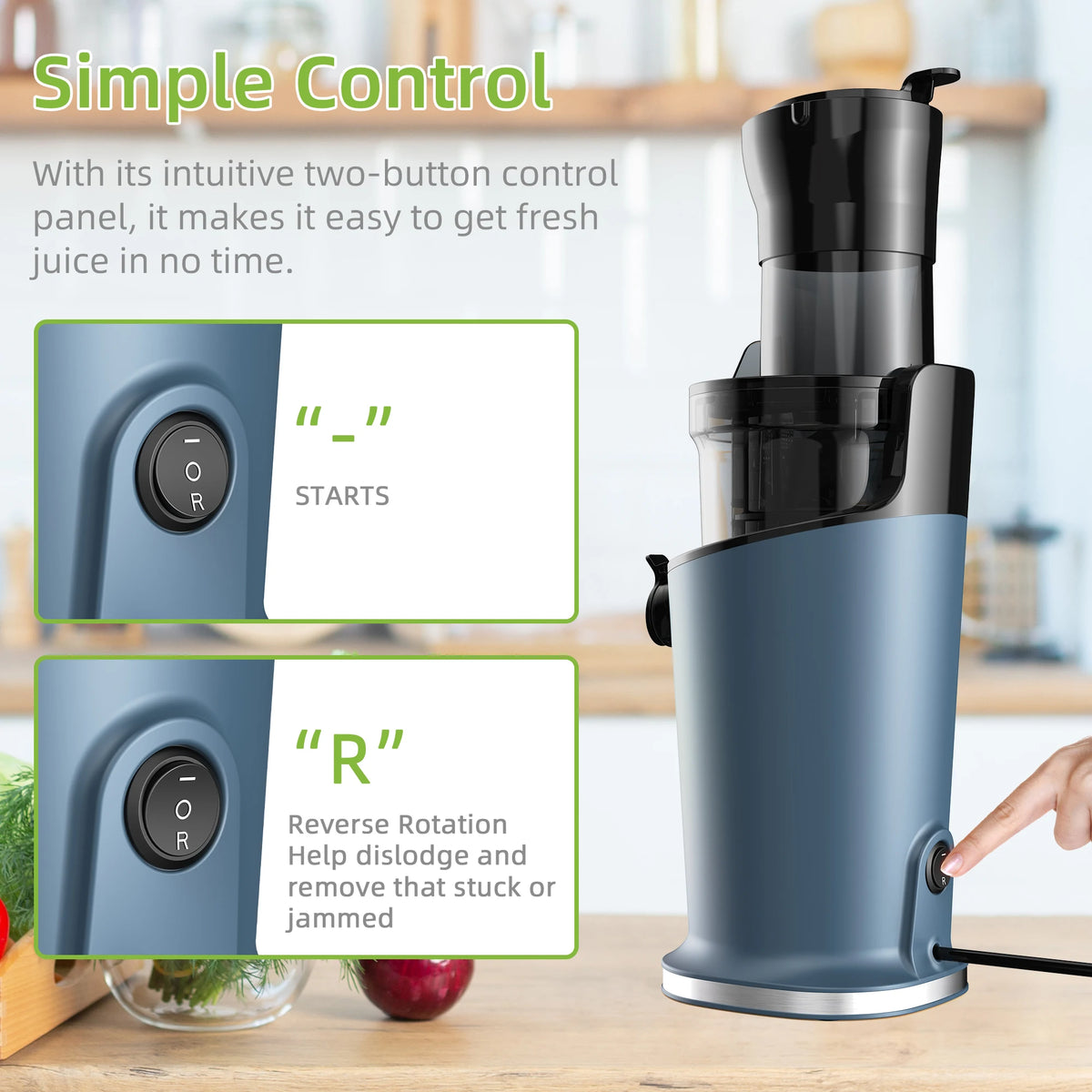BioloMix Cold Press Juicer 200W Slow Masticating Extractor with 78mm Wide Feed Chute for Whole Fruits and Vegetables