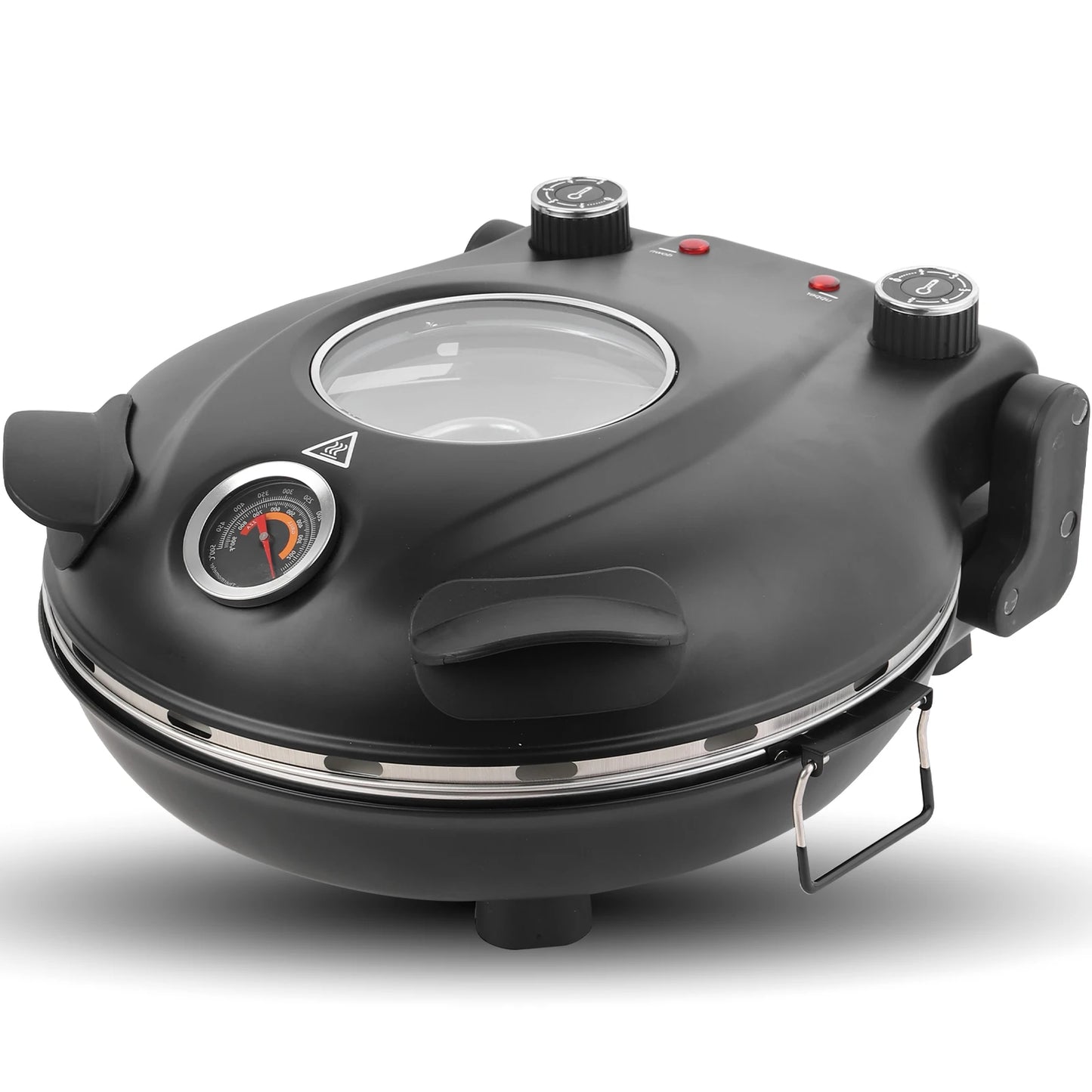 Klaif 12’’ Electric Pizza Oven Indoor Double-sided Heated Fry Countertop Oven Pizza Maker 1200W 5-Min Crisp Dual Knob Control