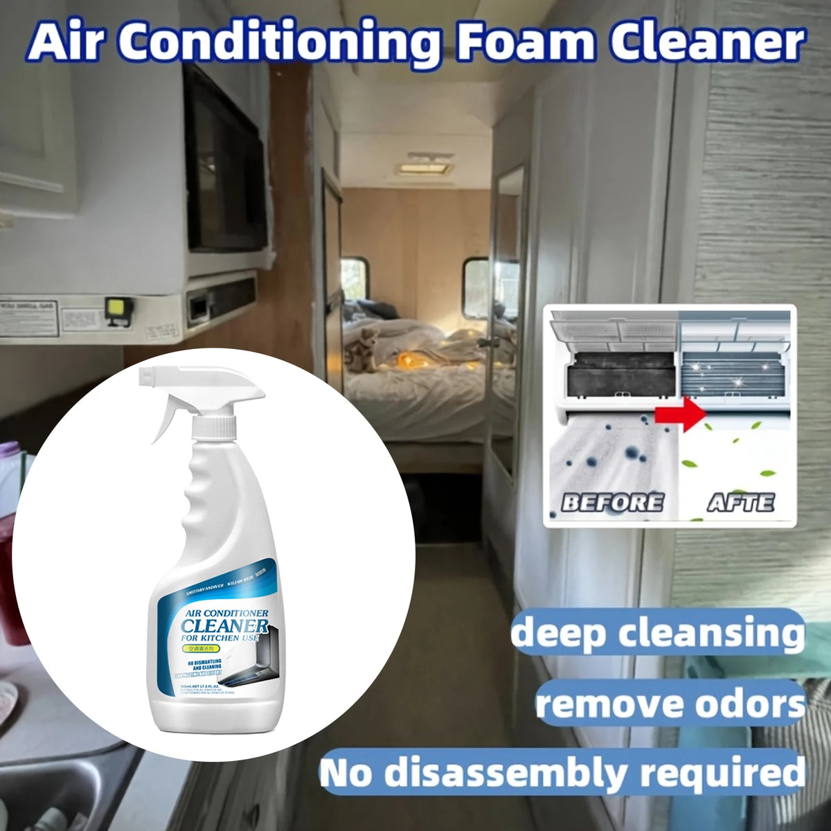 New 500ML Air Conditioner Foaming Cleaner Spray Deodorizer Professional Household Outside Machine Cleaning Foam Spray Deodorizer
