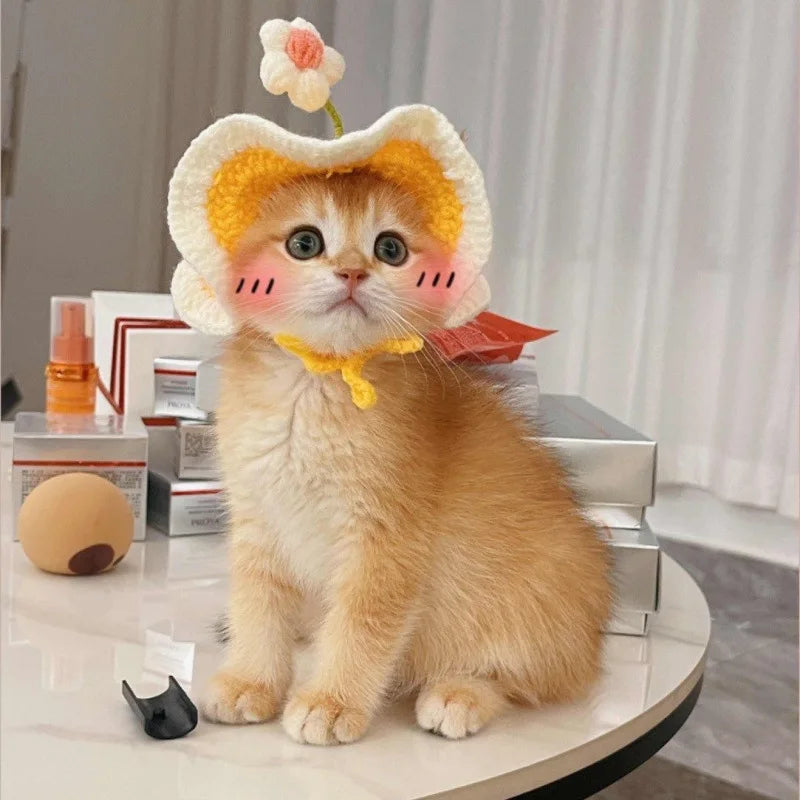 Adjustable Floral Cat Hat