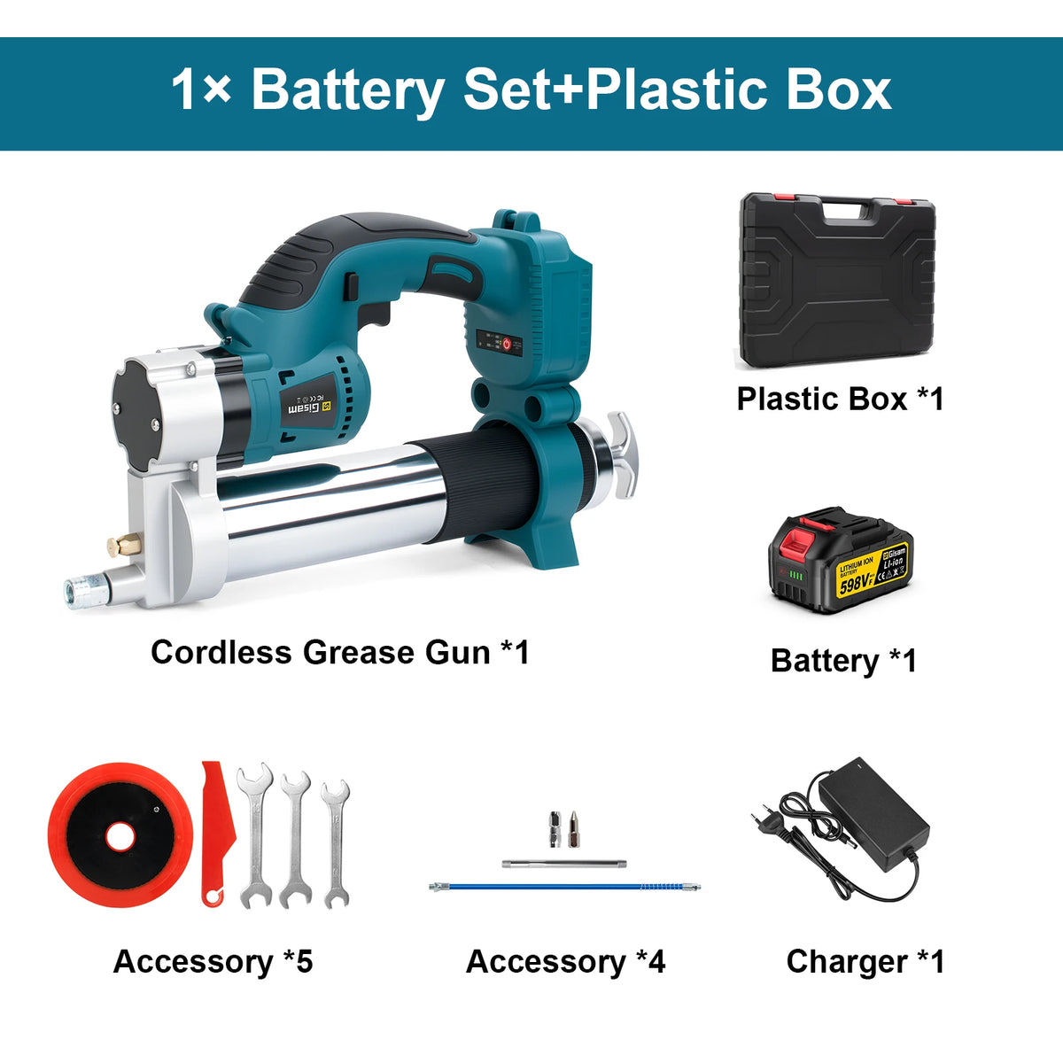 Gisam 10000PSI Borstelloze Elektrische Vetspuit Kit Elektrische Hoogwaardige Vetspuitset Elektrisch Gereedschap voor Makita 18V Accu Pinnen