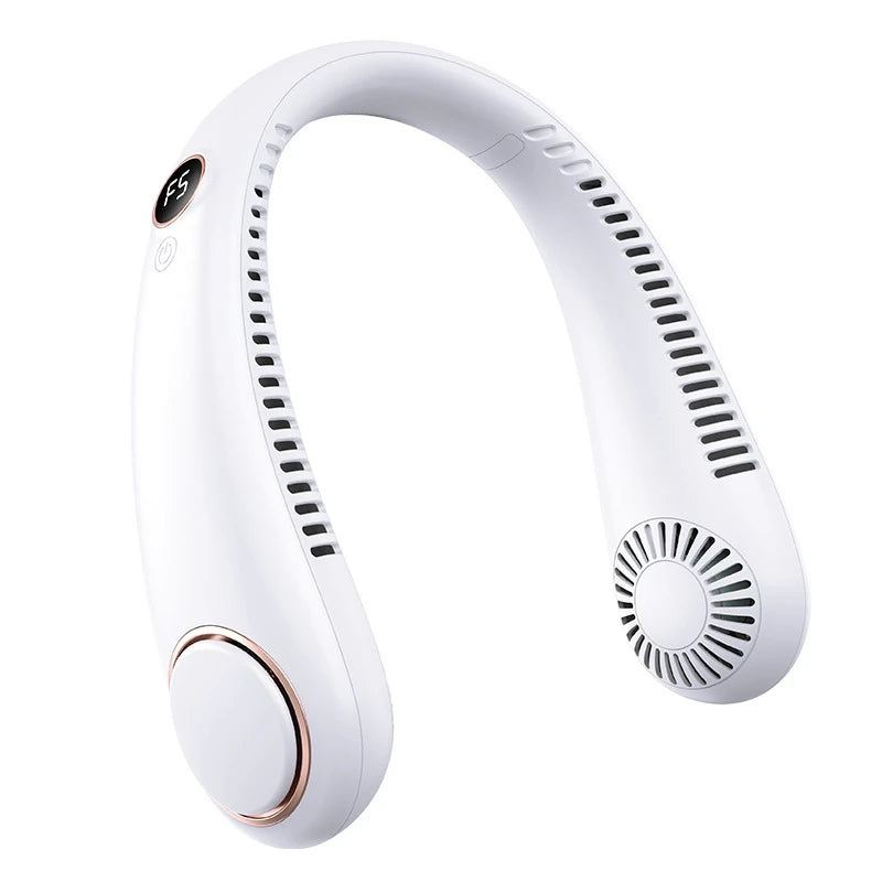 Lenovo Neck Hanging Fan Usb Charge Model Long Battery Life Portable Neck Hang Silent Fan Digital Display 5-speed High Wind Power