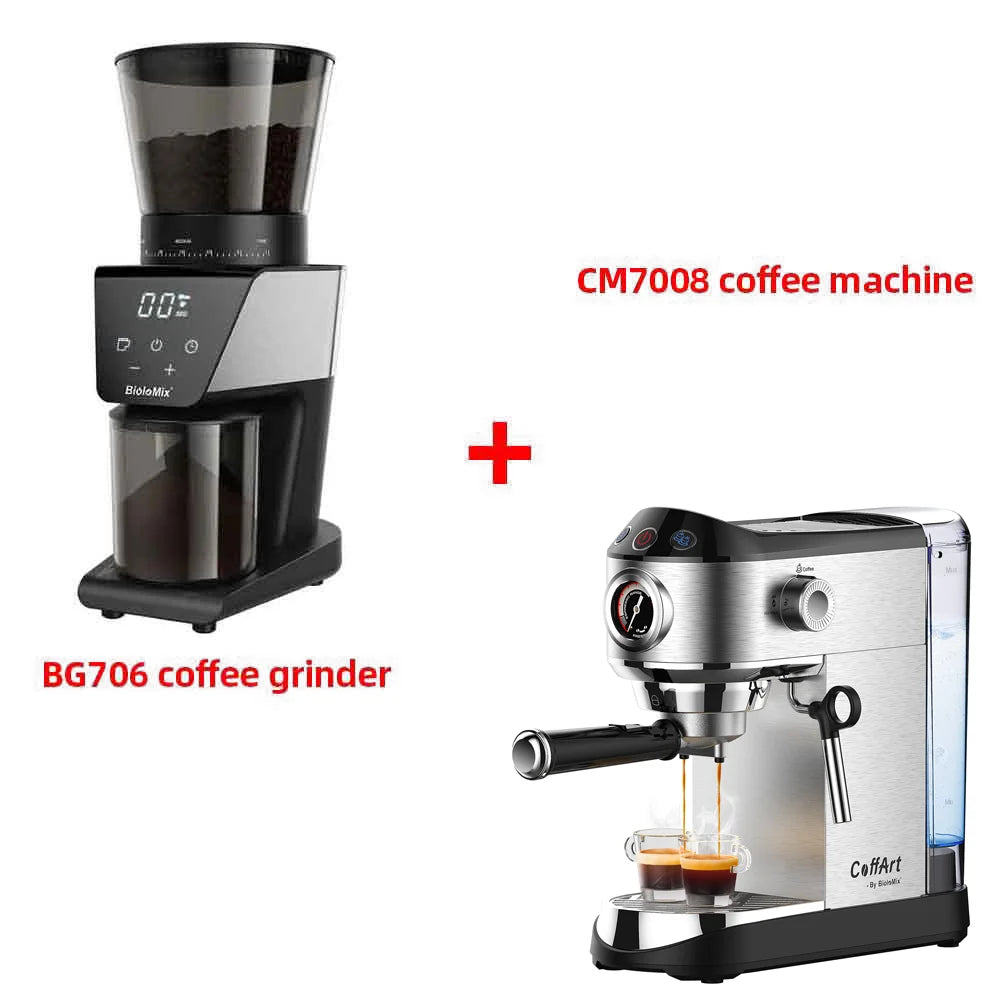 BioloMix 20 Bar Halfautomatische Koffiemachine met Melkopschuimer voor Espresso, Cappuccino, Latte, Mokka en Speciale Koffiedranken
