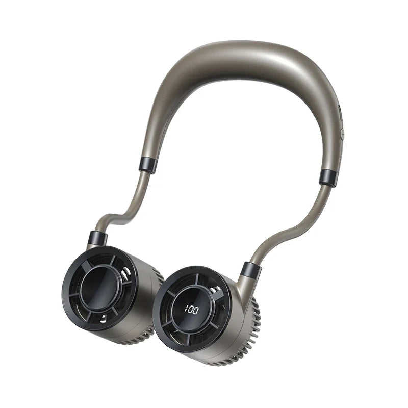Ventilateur de cou portable Lenovo 100 vitesses, ventilateur sans pales à suspendre avec écran LED, ventilateur rechargeable par USB pour le sport en extérieur et les voyages