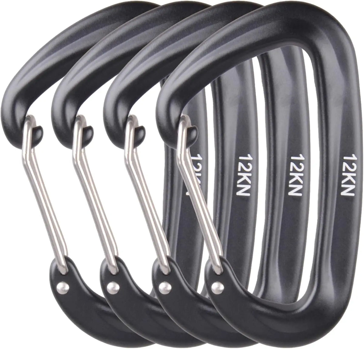 4PCS 12kN Carabiners Set D-type 8.5X5CM Heavy Duty Buckle Hook Outdoor Aluminum Clips For Hammock Camping And Hiking