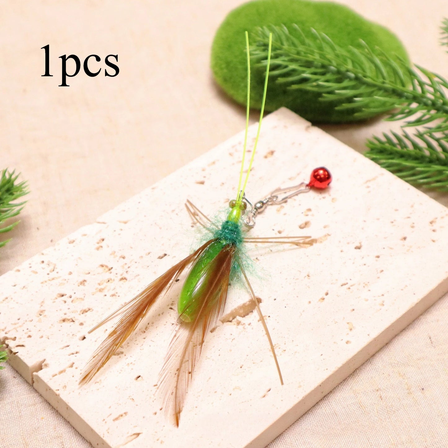2pcs Simulation Mantis Bee Feather Replacement Accessories Funny Cat Stick Rod Teaser Pet Toy Plastic Wood
