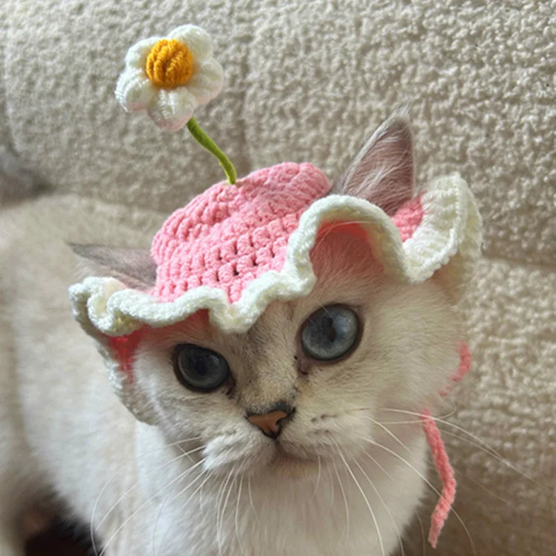 Adjustable Floral Cat Hat