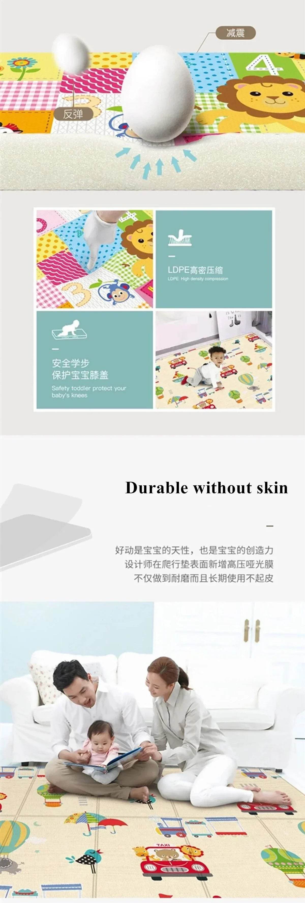 Activities Mat for Baby Non-toxic Outdoor Camping Foldable Play Mat Double-Sided Cartoon Pattern Waterproof Carpet Easy To Carry - Quality Shopping Centre