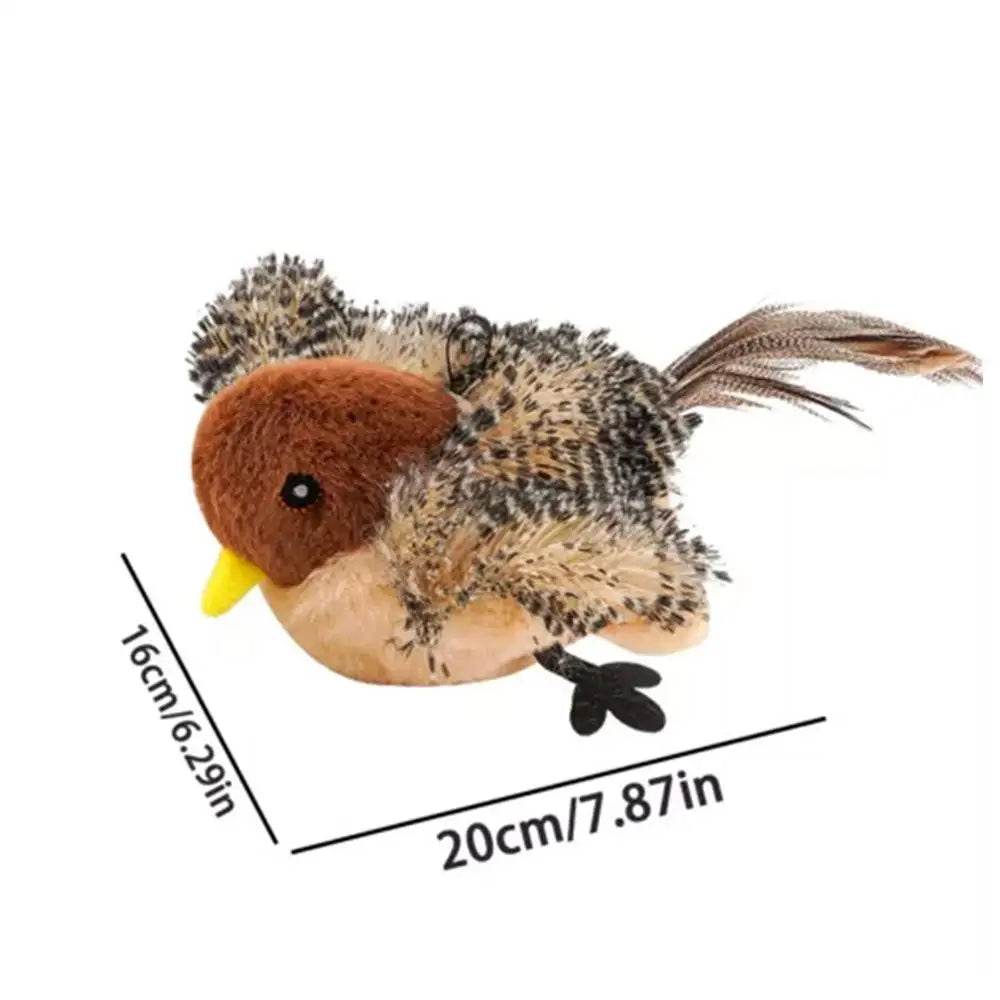Chirping bird cat toy with Catnip Adjustable Touch Activated Squeak Plush Cat Toy Rechargeable Chirping Flapping Bird for Pet - Quality Shopping Centre