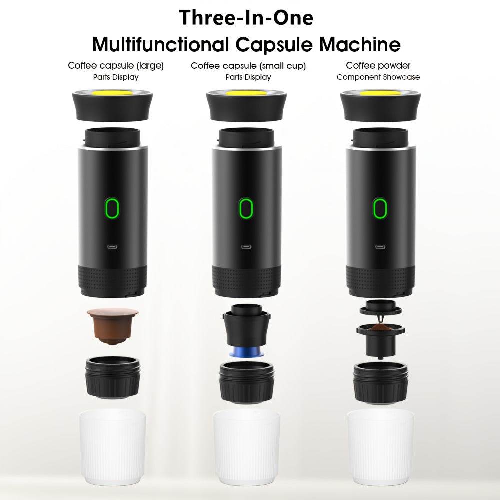 Compact Portable Espresso Maker - USB Rechargeable, Self-Heating Travel Coffee Machine with Type-C, Hot & Cold Brew, Compatible with Ground Coffee & Capsules for Camping, RV, Hiking, Office - Quality Shopping Centre