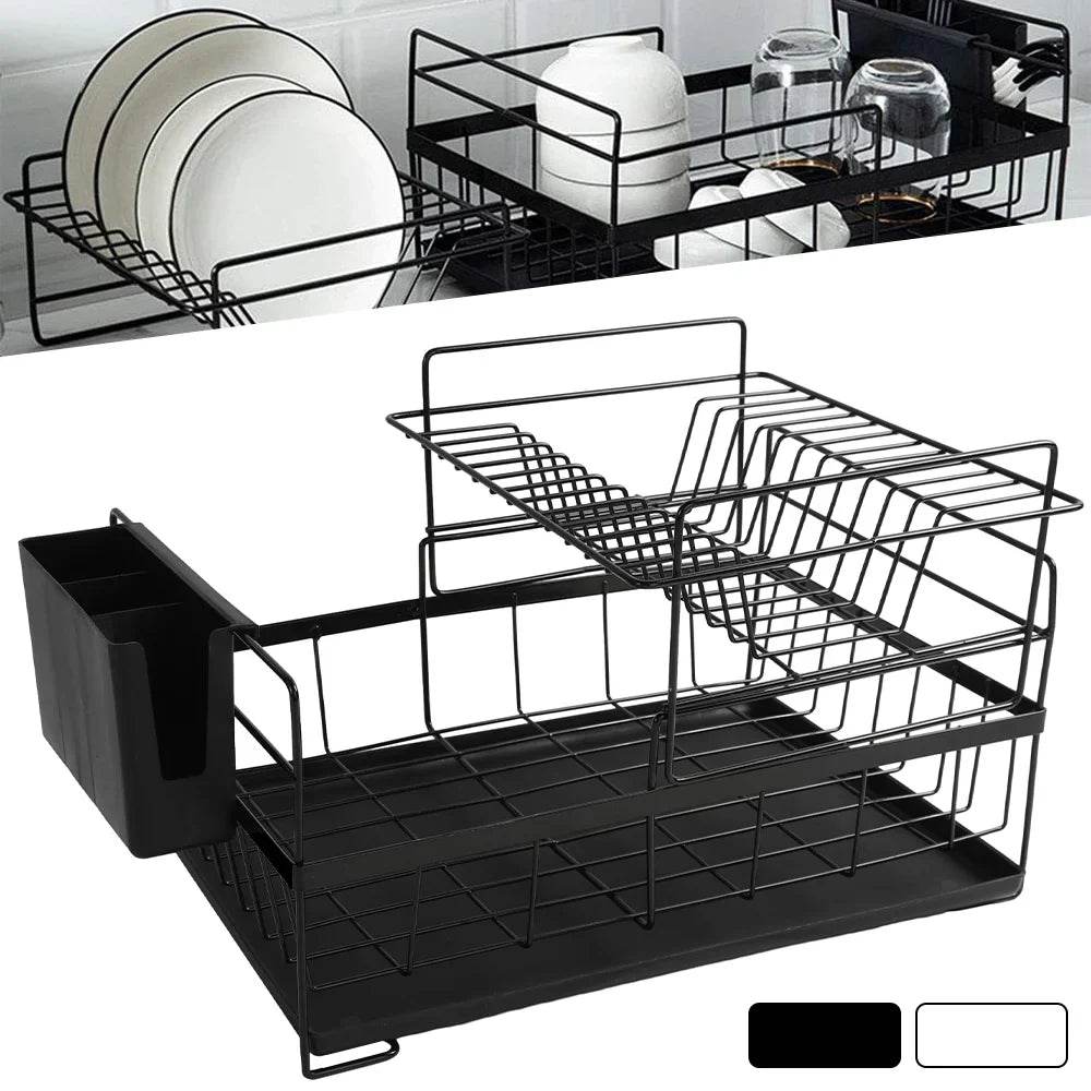 Dish Drying Rack Dish Drainer Rack Kitchen Adjustable Plates Organizer Dish Bowl Drainer Storage Rack Cutlery Storage Holder - Quality Shopping Centre