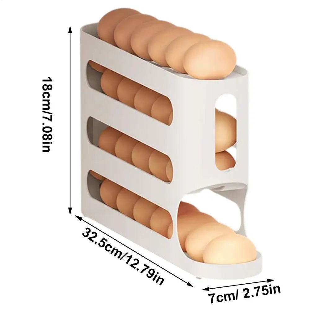 Egg Storage Box 4 Layers Automatic Egg Rack Rolling Egg Holder Food Grade Space-Saving Egg Organizer Large Capacity Egg - Quality Shopping Centre