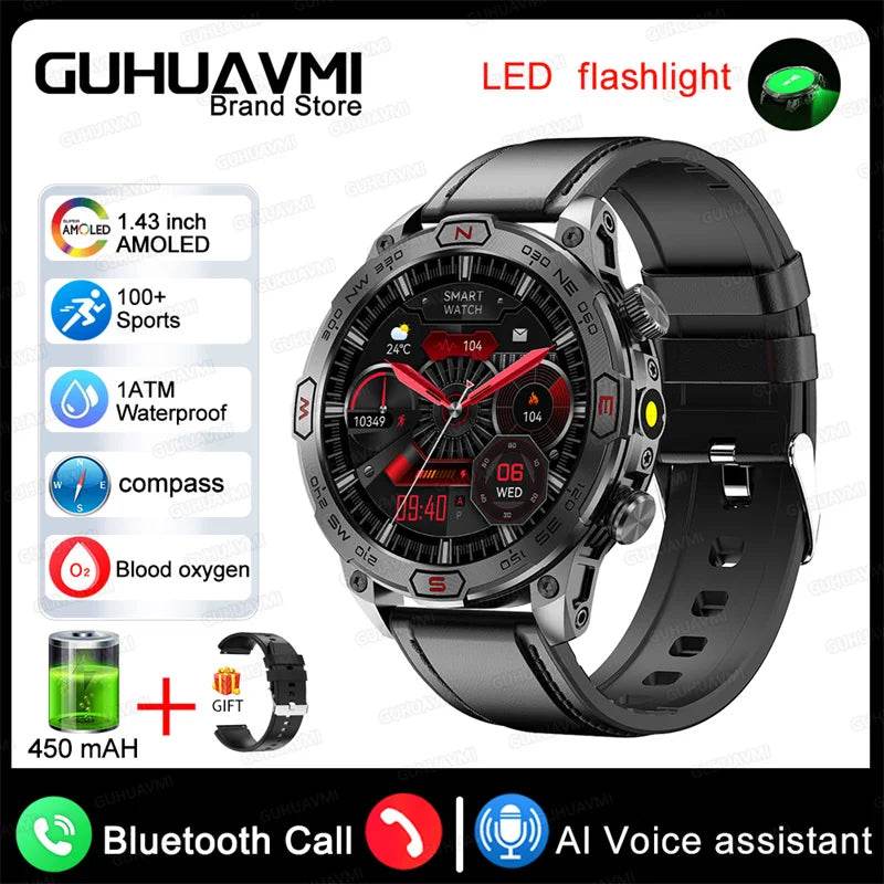 For Android IOS Outdoor Sport GPS Smart Watch Men 1.43'' 466*466 HD AMOLED Screen IP68 Waterproof Bluetooth Call Smartwatch 2024 - Quality Shopping Centre