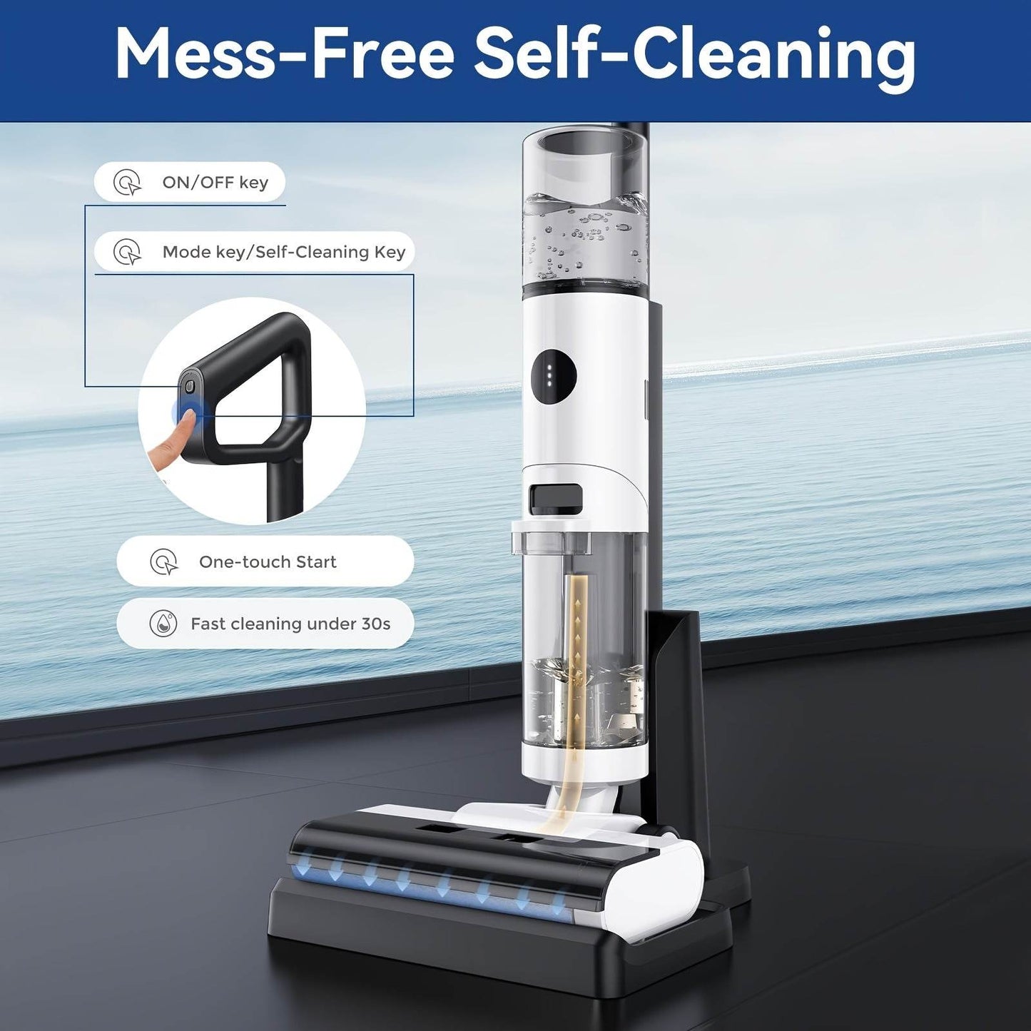 JONR ED12 Wet Dry Vacuum Cleaner Cordless Hard Floor Vacuum And Mop Combo - Lightweight, Self Propelled, One-Step Auto Cleaning & Edge To Edge Cleaning For Home - Quality Shopping Centre