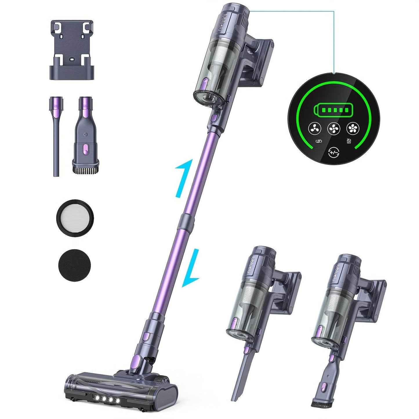 MIUZZY 30Kpa Cordless Vacuum Cleaner, Anti-Tangling Brushless Lightweight Vacuum Cleaner With Touch Screen, Up To 50 Mins Runtime, For Home Carpet Hardwood Floor Pet Hair - Quality Shopping Centre