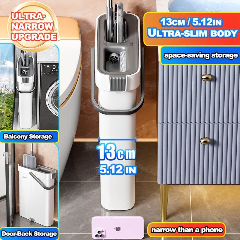One Set, 40cm Large Mop And Bucket Set With 4pcs/6pcs Reusable Fiber Cloths, Machine Washable Matching Cloths, Suitable For Home Indoor And Outdoor Cleaning, New Year Gift! - Quality Shopping Centre