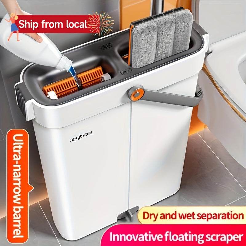 One Set, 40cm Large Mop And Bucket Set With 4pcs/6pcs Reusable Fiber Cloths, Machine Washable Matching Cloths, Suitable For Home Indoor And Outdoor Cleaning, New Year Gift! - Quality Shopping Centre