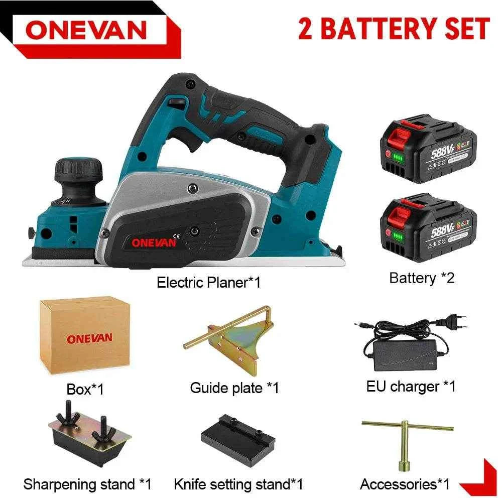 ONEVAN 30000RPM Cordless Electric Planer Brushless Electric Router Trimmer Wood Cutting Tool Woodworking For 18V Makita Battery