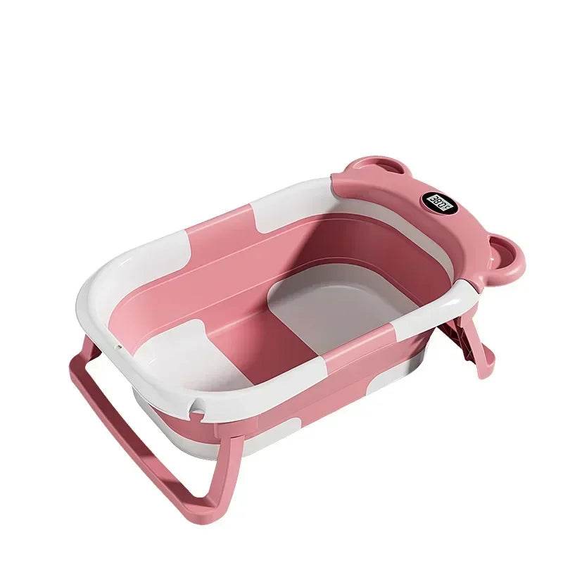 Real-time Temperature Silicone Baby Take A Bath Bathtub Non-Slip Foot Bath Bucket Folding Bathroom with Temperature Sensing - Quality Shopping Centre