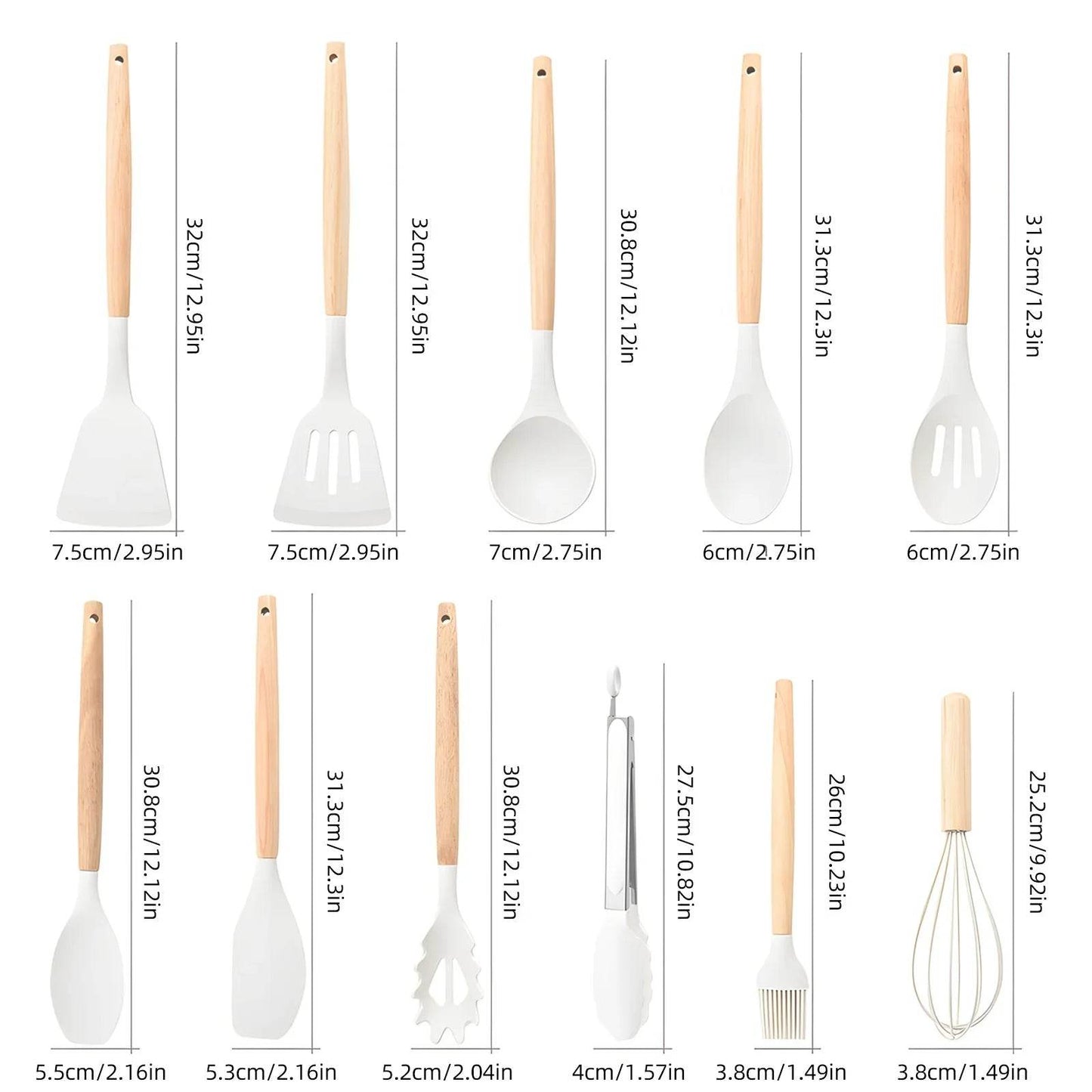 Silicone Cooking Utensils Set Turner Spatula Spoon Brush Whisk Knife Scissors Kitchen Utensil Gadgets Tools Set with Holder - Quality Shopping Centre