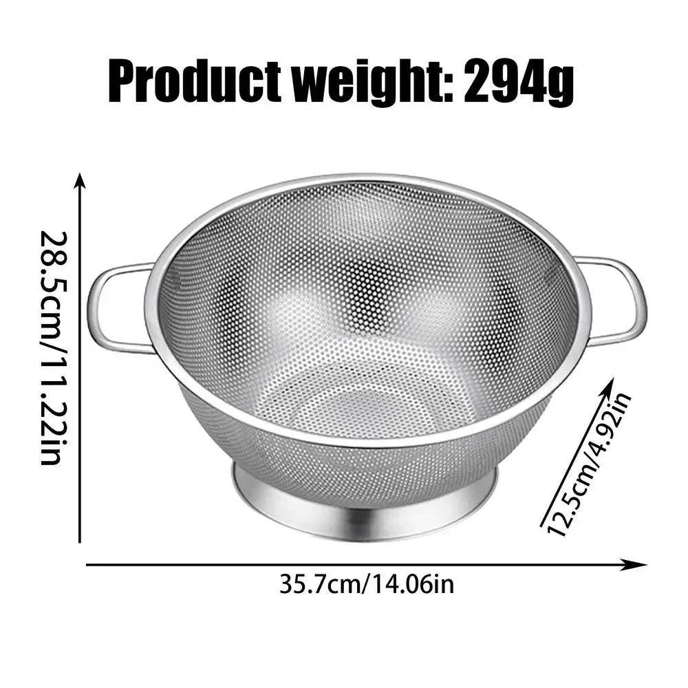 Stainless Steel Colander Bowl Kitchen Fine Mesh Strainer Wide Rim Washing Draining Basket For Vegetable With Handle For Strain - Quality Shopping Centre