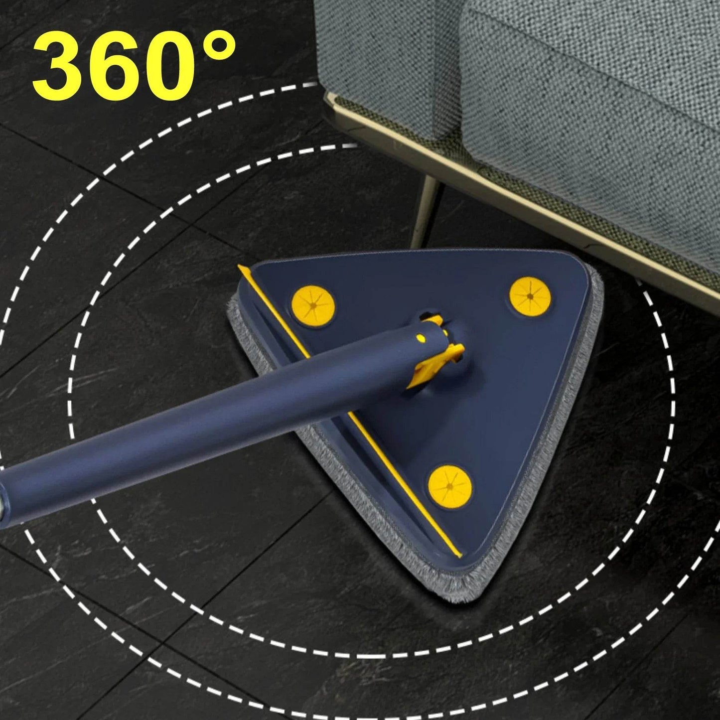 Triangle Mop 360 Rotatable Extendable Adjustable 110 Cm 2 in 1 With Squeegee Cleaning Mop For Tub Tile Floor Wall Deep Cleaning - Quality Shopping Centre
