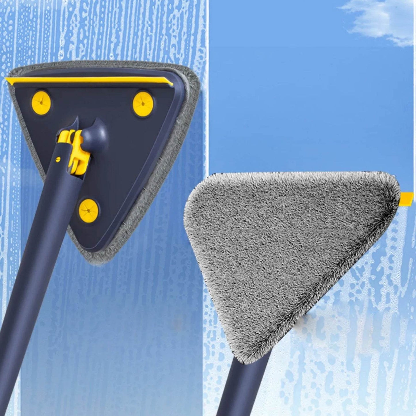 Triangle Mop 360 Rotatable Extendable Adjustable 110 Cm 2 in 1 With Squeegee Cleaning Mop For Tub Tile Floor Wall Deep Cleaning - Quality Shopping Centre