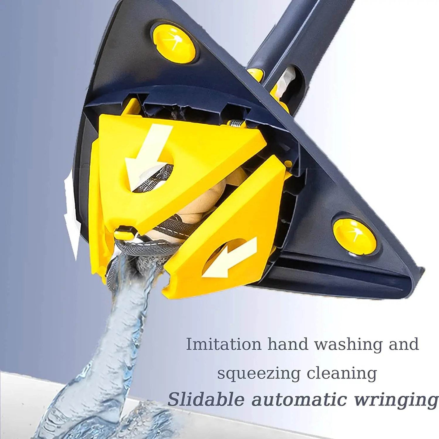 Triangle Mop 360 Rotatable Extendable Adjustable 110 Cm 2 in 1 With Squeegee Cleaning Mop For Tub Tile Floor Wall Deep Cleaning - Quality Shopping Centre