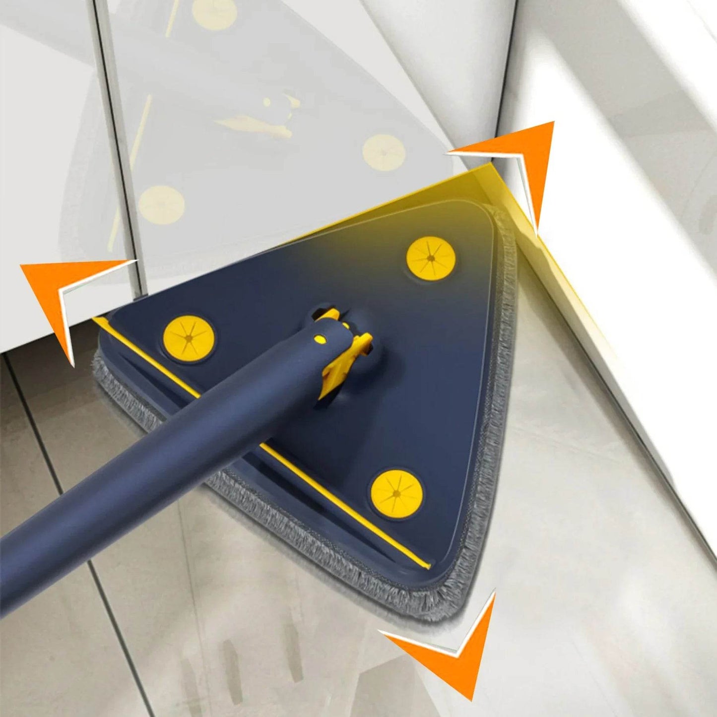 Triangle Mop 360 Rotatable Extendable Adjustable 110 Cm 2 in 1 With Squeegee Cleaning Mop For Tub Tile Floor Wall Deep Cleaning - Quality Shopping Centre