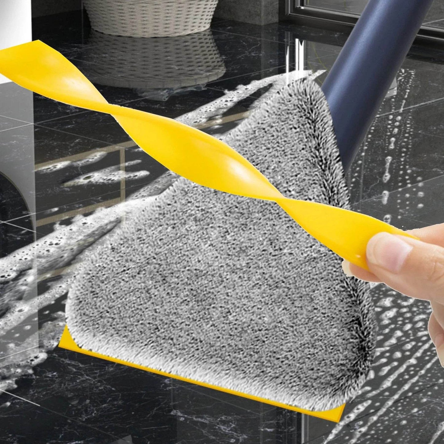 Triangle Mop 360 Rotatable Extendable Adjustable 110 Cm 2 in 1 With Squeegee Cleaning Mop For Tub Tile Floor Wall Deep Cleaning - Quality Shopping Centre