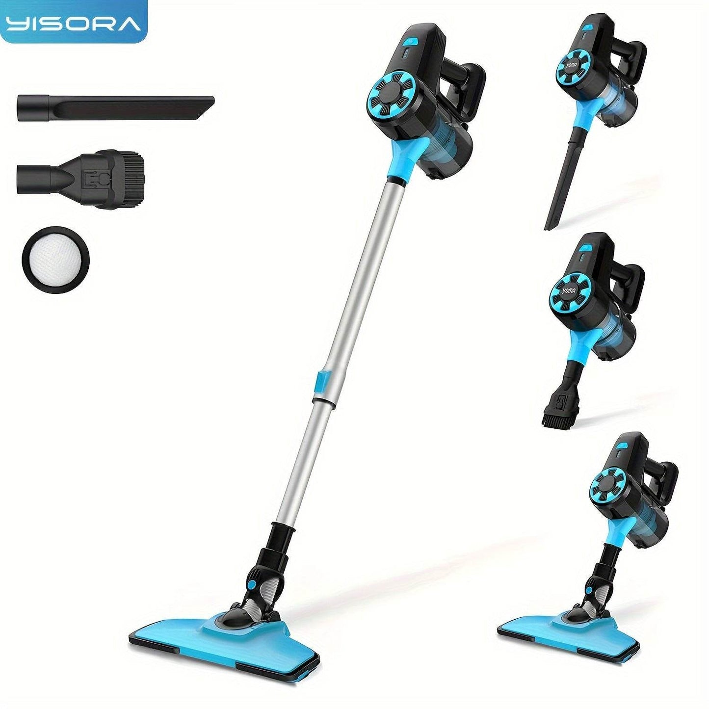 YISORA N3 Cordless Vacuum Cleaner, 6-in-1 Lightweight Stick Vacuum With 2200 MAh Battery, Powerful Rechargeable Vacuum Cleaner, 40 Mins Max Runtime, Perfect For Hardwood Floor Carpet Pet Hair Home - Quality Shopping Centre