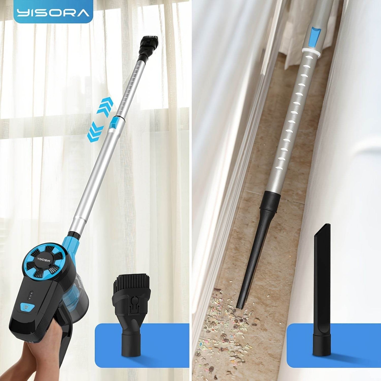 YISORA N3 Cordless Vacuum Cleaner, 6-in-1 Lightweight Stick Vacuum With 2200 MAh Battery, Powerful Rechargeable Vacuum Cleaner, 40 Mins Max Runtime, Perfect For Hardwood Floor Carpet Pet Hair Home - Quality Shopping Centre