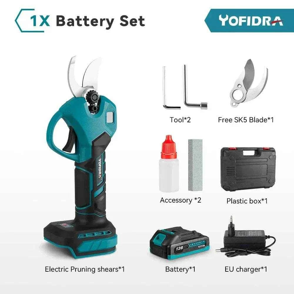 Yofidra 30mm Brushless Electric Pruner Shear 2 Gears Cordless Fruit Tree Bonsai Pruning Electric Scissors For Makita 18V Battery