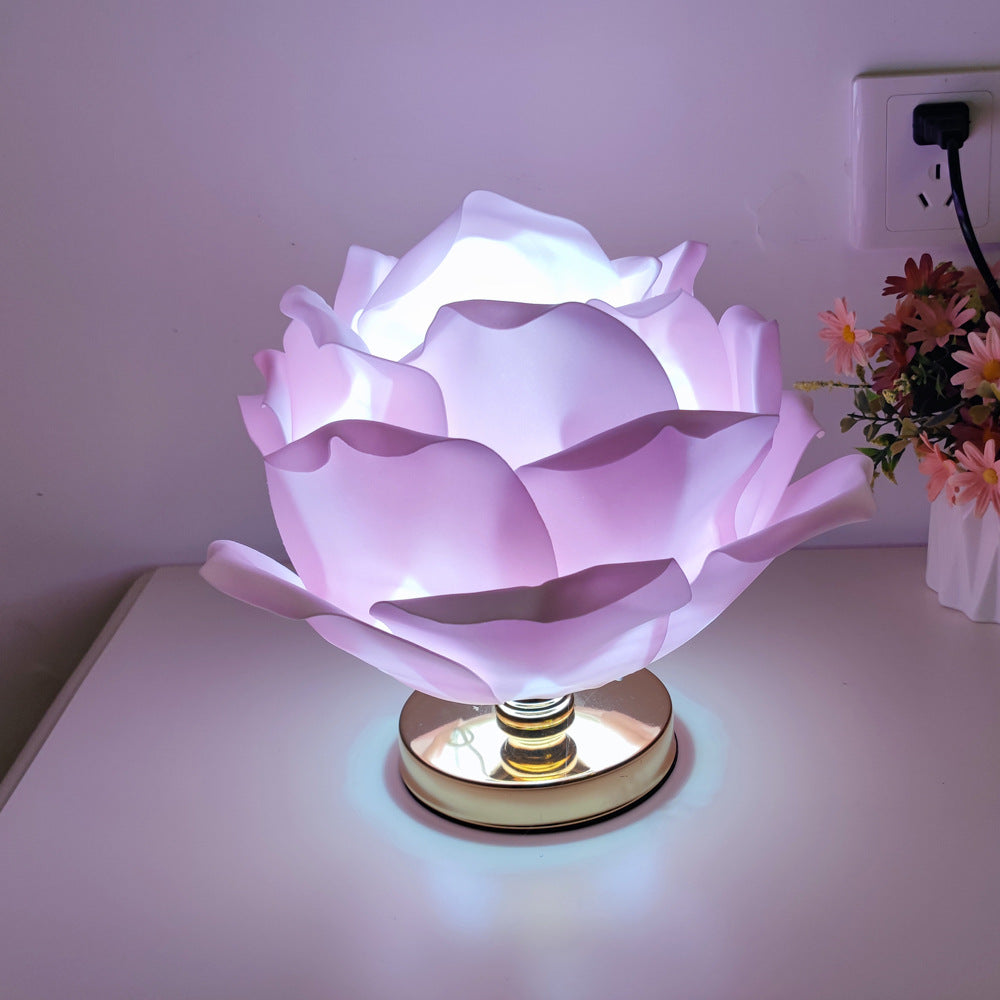 Creatieve grote rozenbloemlamp lotuslamp voor meisjeskamer, romantische sfeer huwelijksdecoratie bedlampje