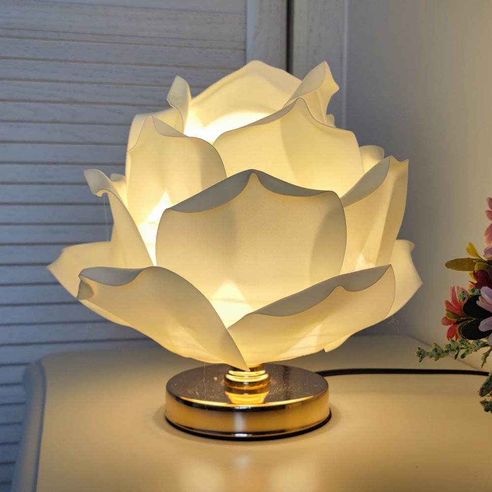 Creatieve grote rozenbloemlamp lotuslamp voor meisjeskamer, romantische sfeer huwelijksdecoratie bedlampje