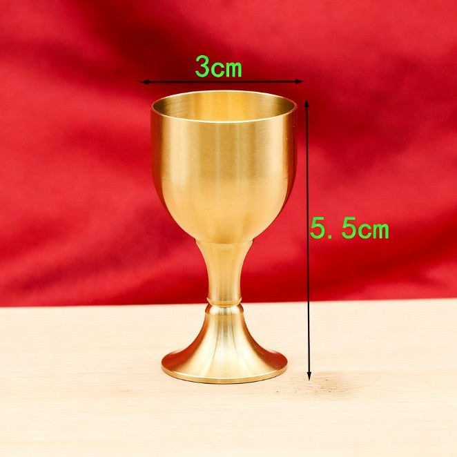 Ensemble de coupes à vin en cuivre - Grande, moyenne, petite - Coupe sur pied antique en laiton pur pour offrandes, Feng Shui, Dieu de la richesse, coupe à eau