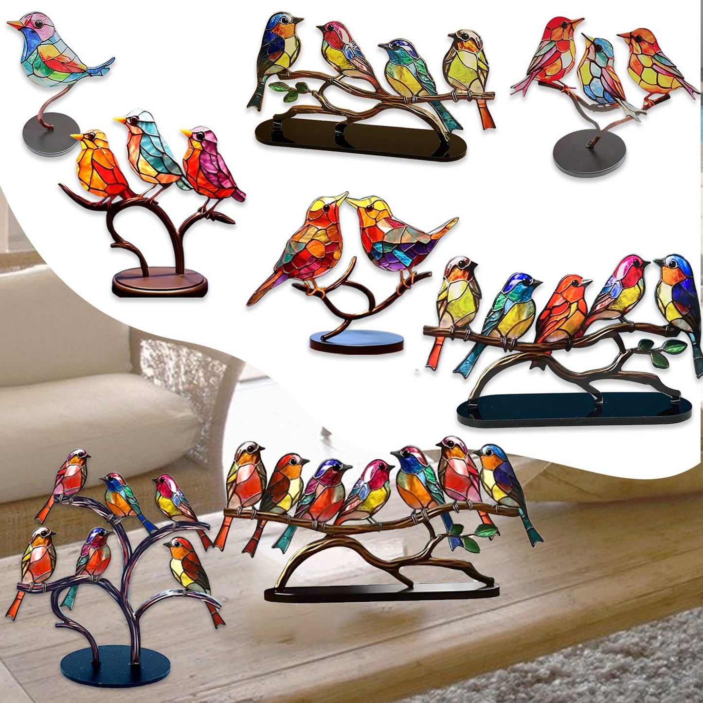 Zibi Acrylic Bird And Flowers Christmas Home Decor Ornament